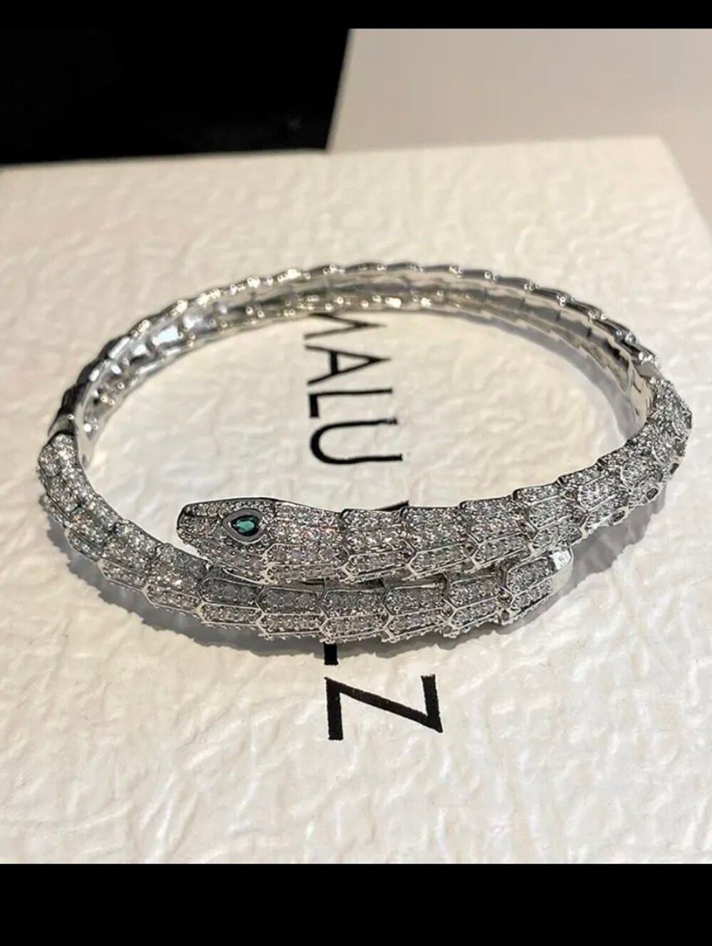 18k Gold Plated Silver Diamond Snake Bangle Bracelet